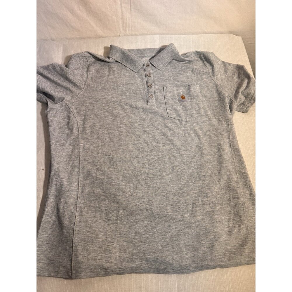 Carhartt Polo Shirt Men’s 1X Gray Relaxed Fit Pocket Logo Short Sleeve